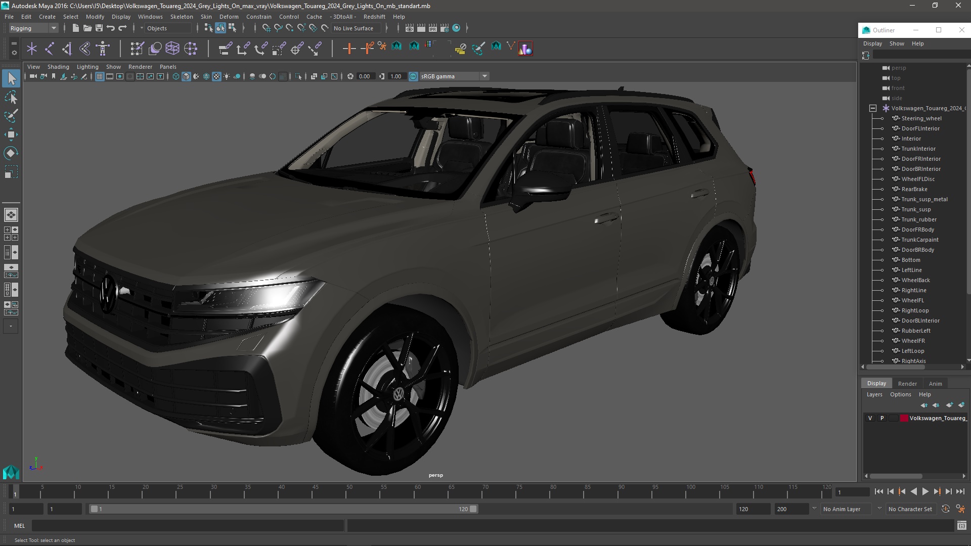 3D Volkswagen Touareg 2024 Grey Lights On model
