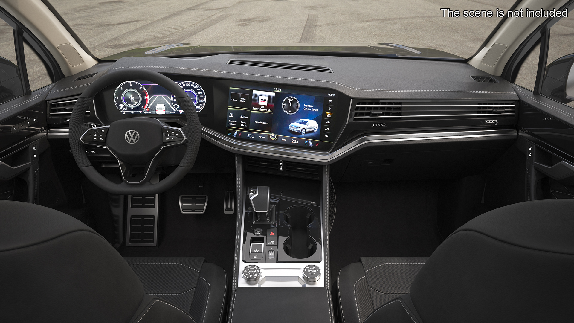 3D Volkswagen Touareg 2024 Grey Lights On model