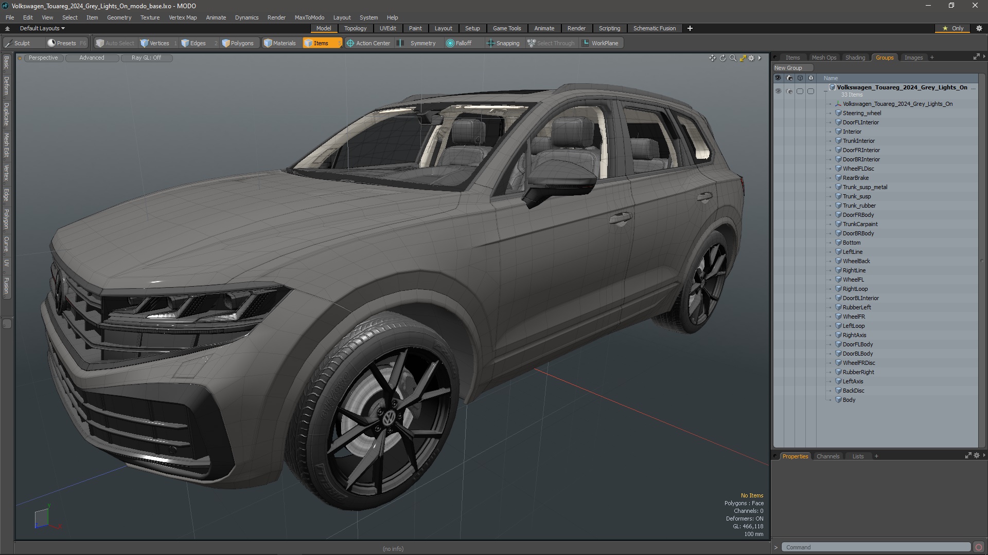 3D Volkswagen Touareg 2024 Grey Lights On model