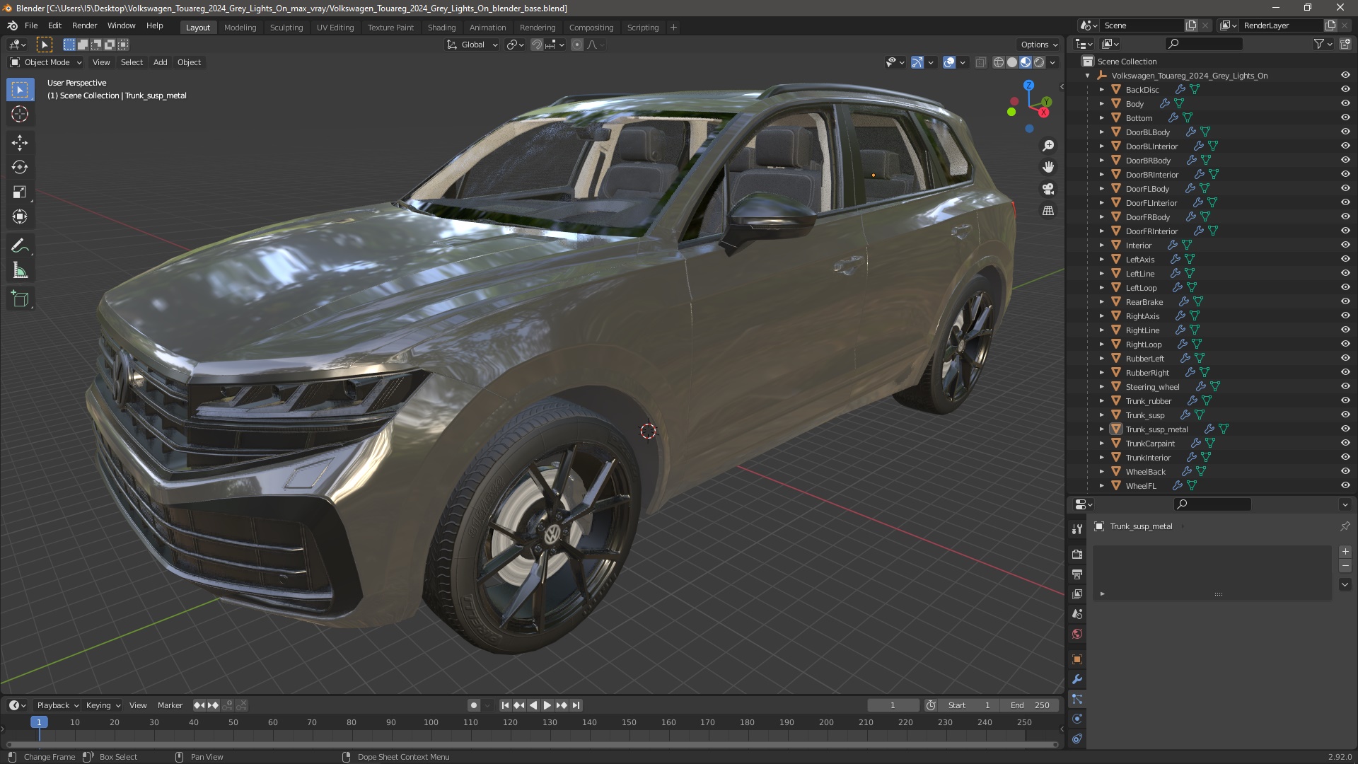 3D Volkswagen Touareg 2024 Grey Lights On model