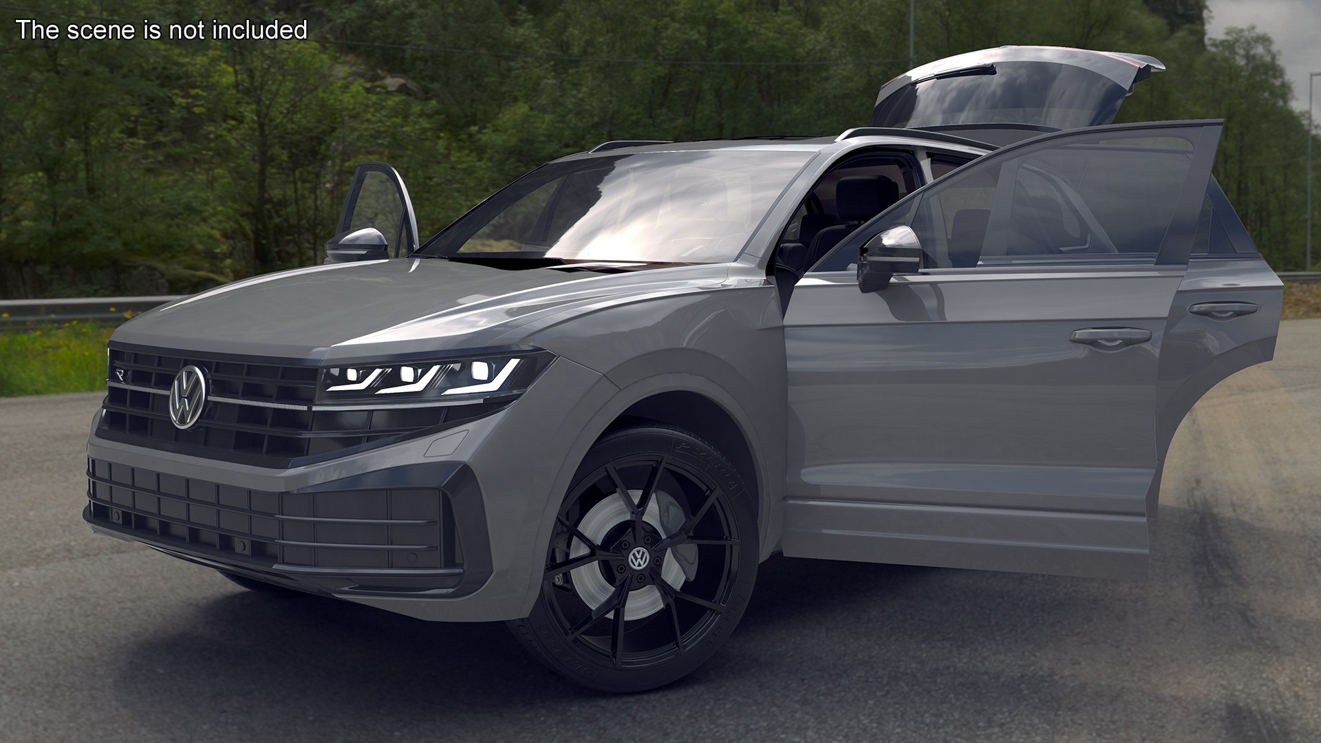 3D Volkswagen Touareg 2024 Grey Lights On model