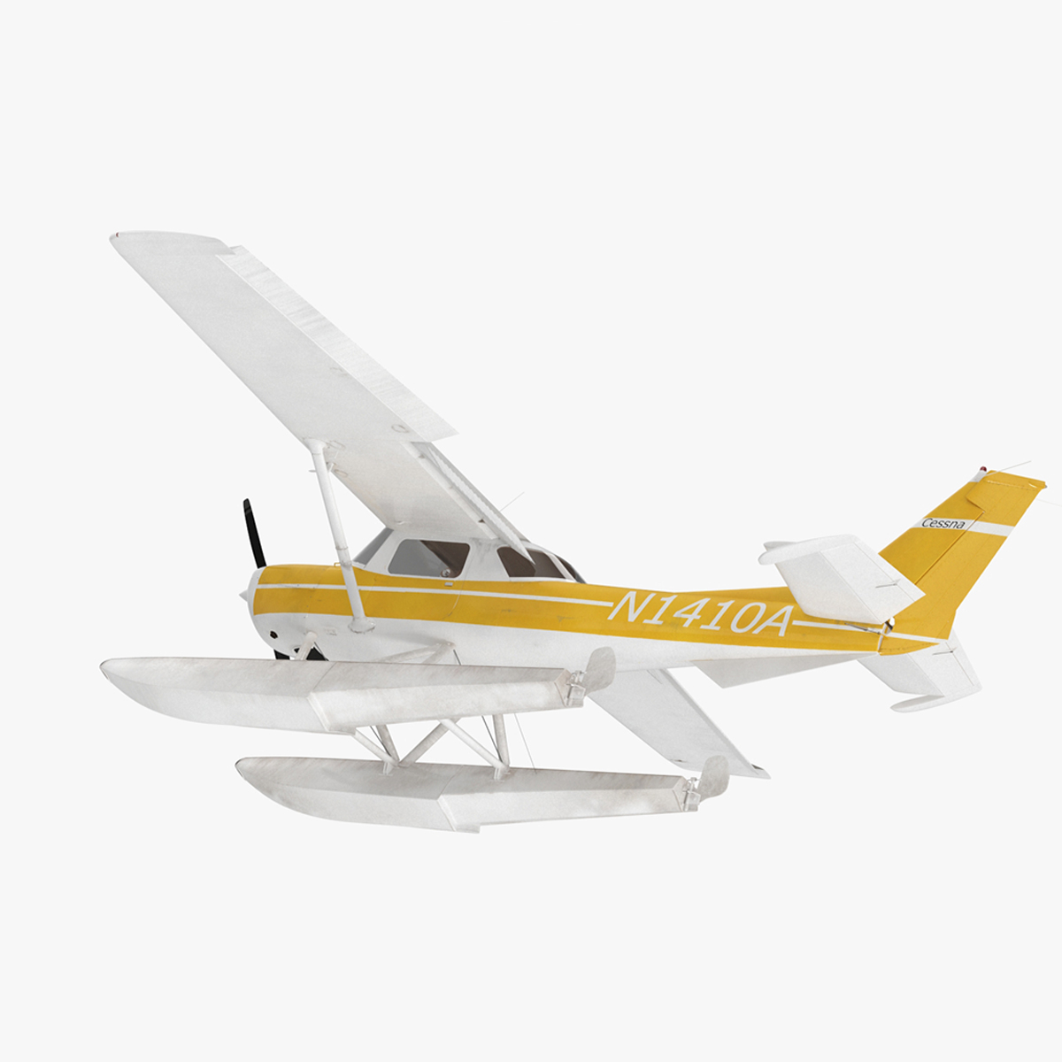 3D model Cessna 150 Seaplane on Floats Rigged for Cinema 4D