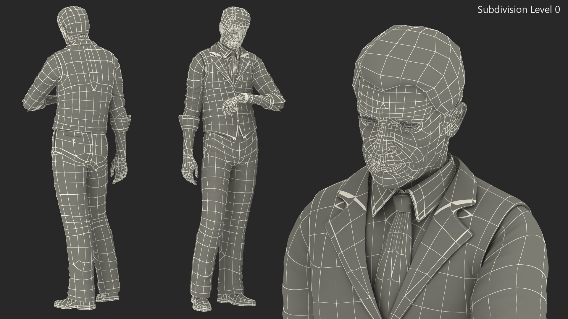 3D Elderly Man Casual Wear Waiting Pose