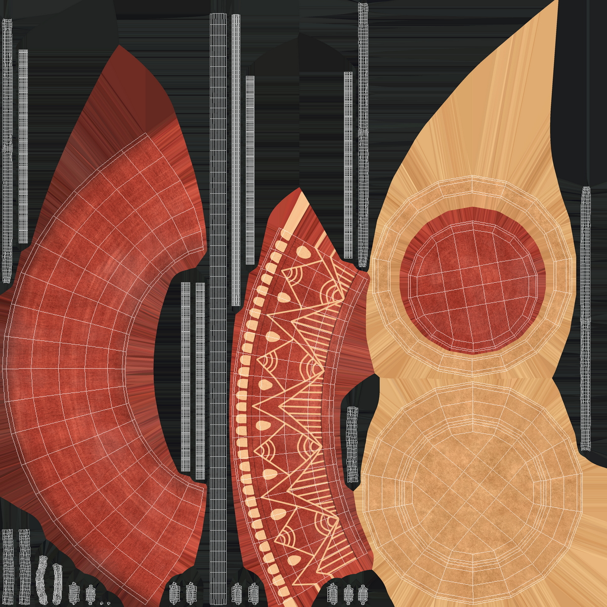 3D African Drum with Folk Motif model
