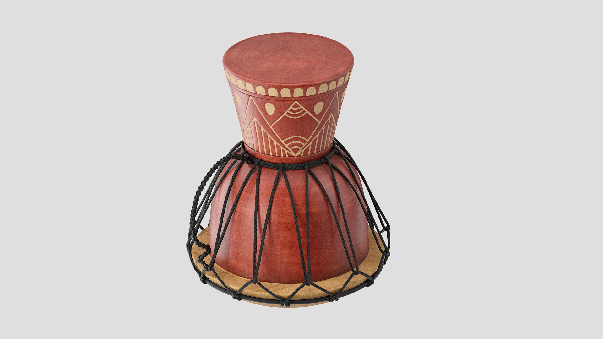 3D African Drum with Folk Motif model