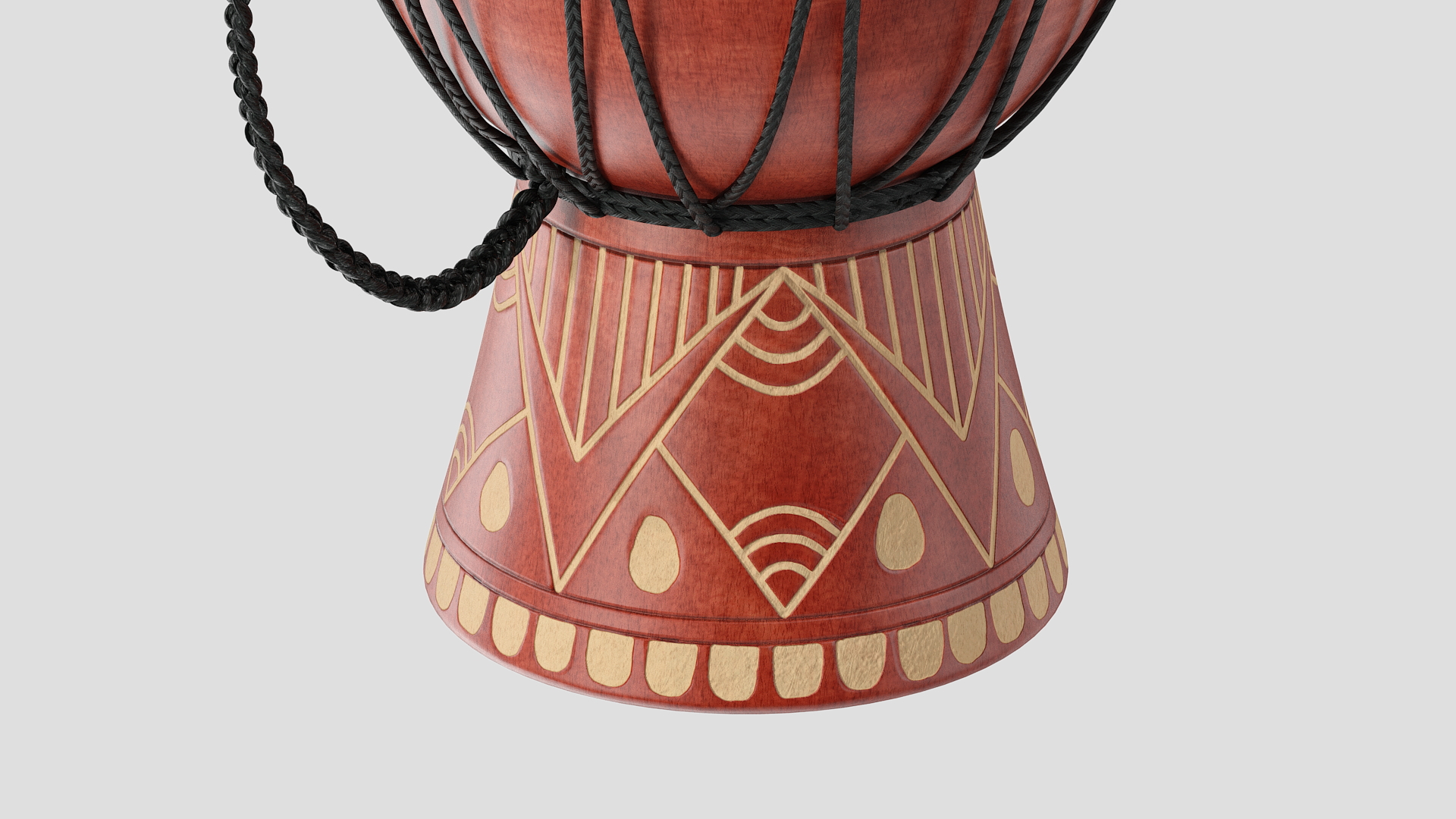 3D African Drum with Folk Motif model