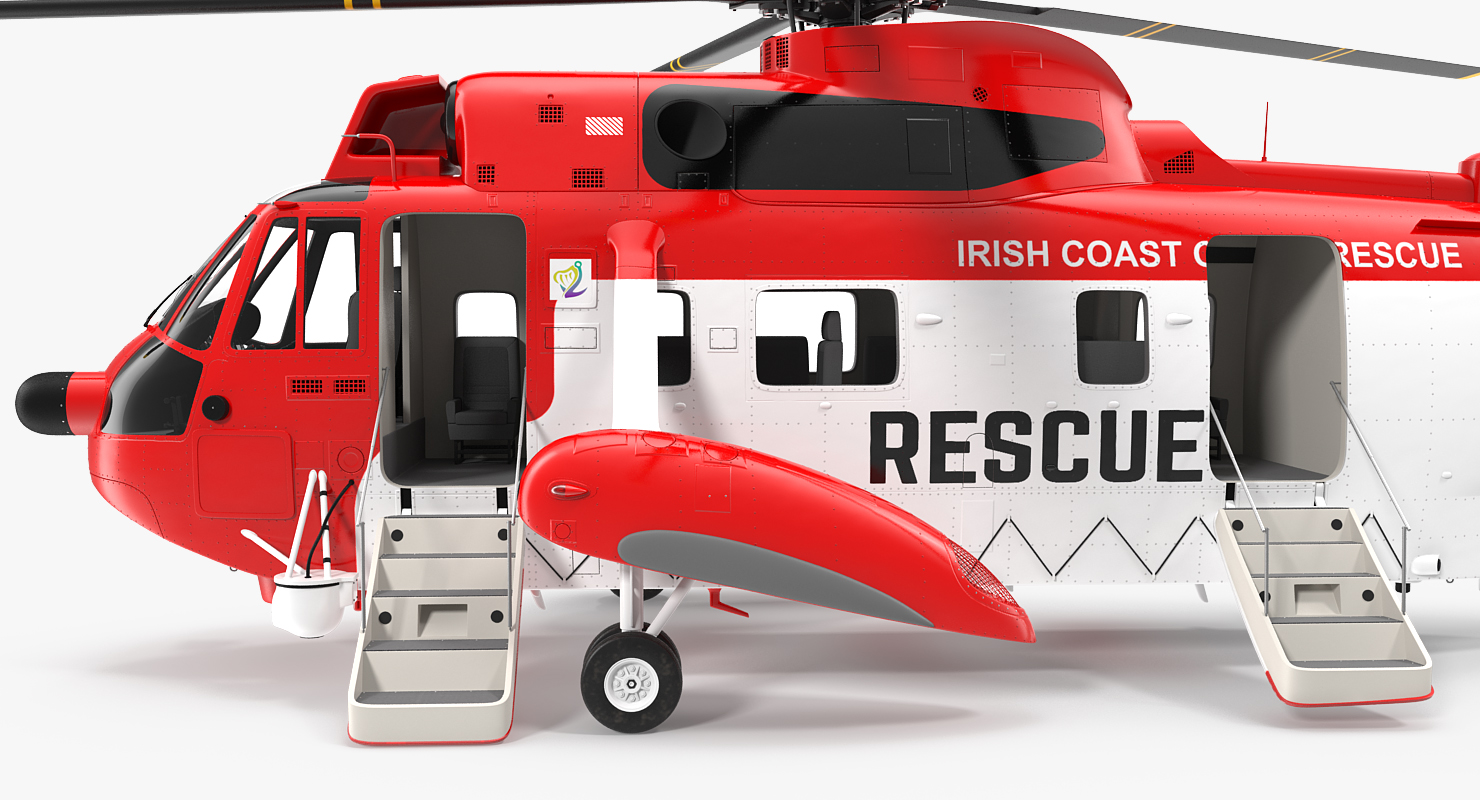 3D model Irish Coast Guard Rescue Helicopter Sikorsky S 61 Sea King Rigged