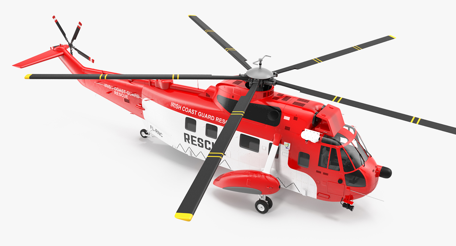 3D model Irish Coast Guard Rescue Helicopter Sikorsky S 61 Sea King Rigged