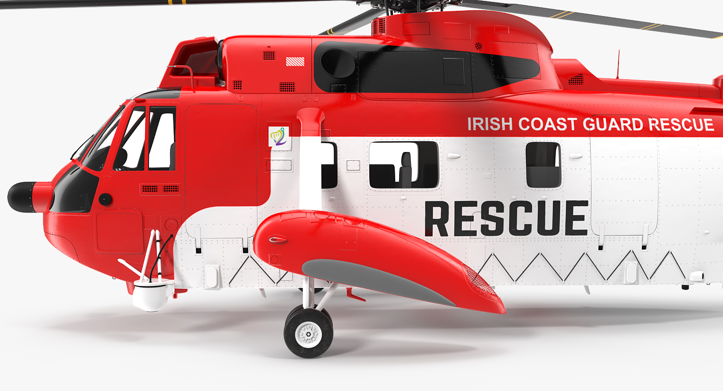 3D model Irish Coast Guard Rescue Helicopter Sikorsky S 61 Sea King Rigged