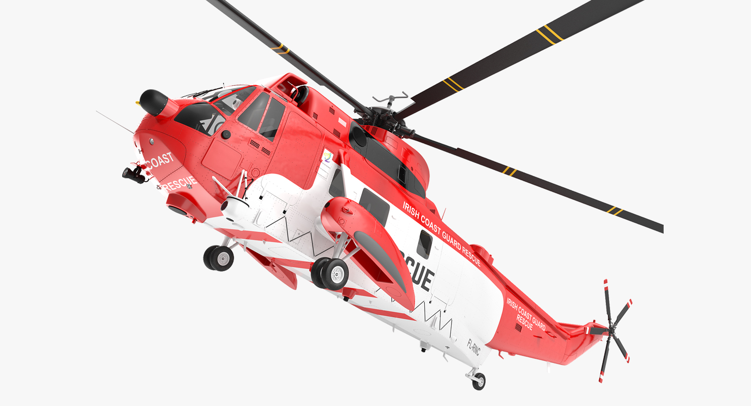 3D model Irish Coast Guard Rescue Helicopter Sikorsky S 61 Sea King Rigged