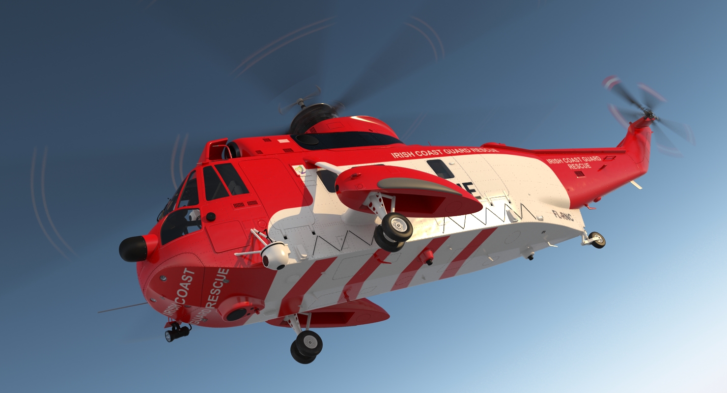 3D model Irish Coast Guard Rescue Helicopter Sikorsky S 61 Sea King Rigged