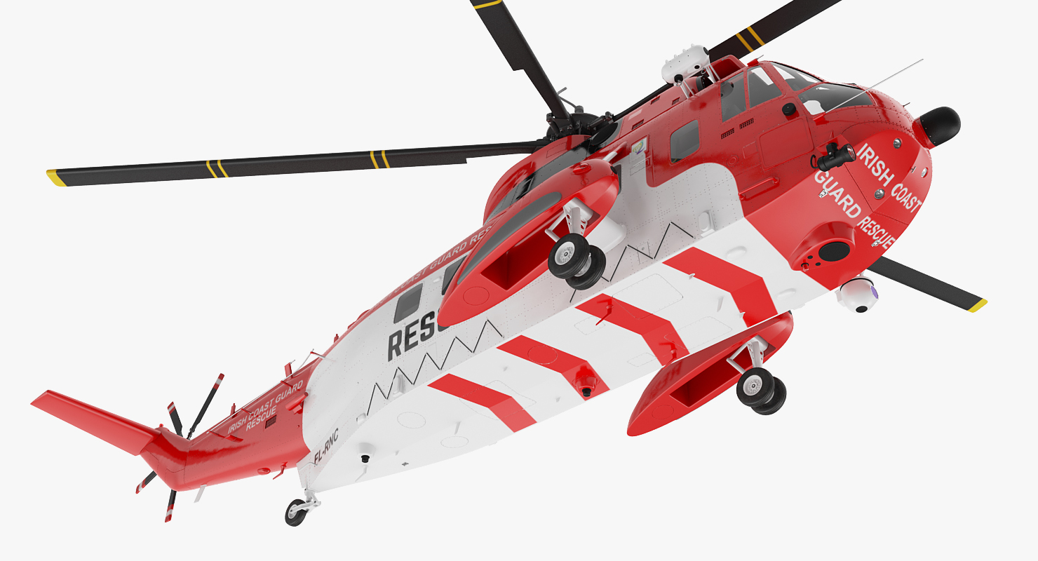 3D model Irish Coast Guard Rescue Helicopter Sikorsky S 61 Sea King Rigged