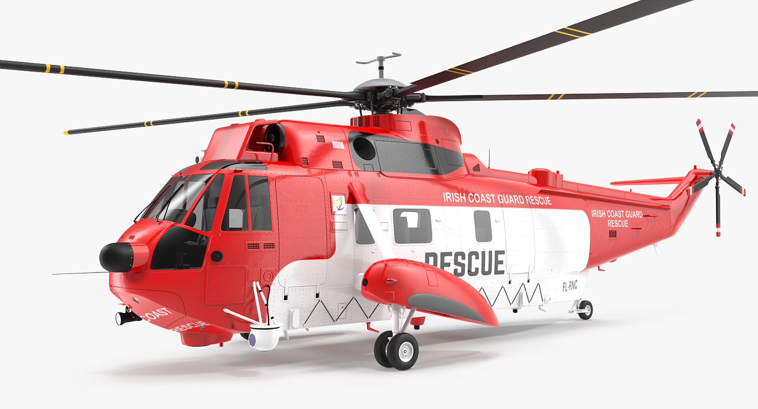 3D model Irish Coast Guard Rescue Helicopter Sikorsky S 61 Sea King Rigged