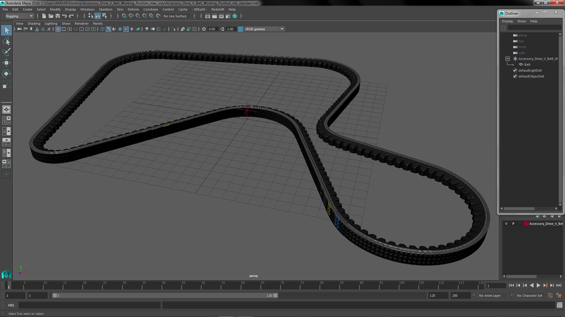 Accessory Drive V Belt Working Position 3D model