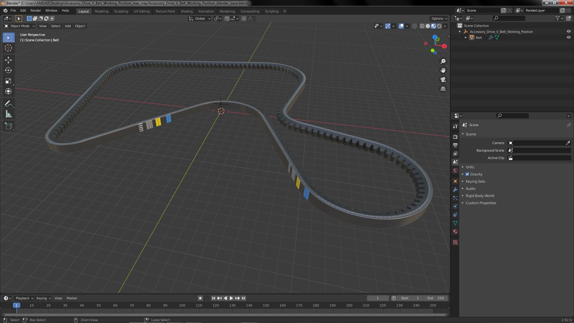 Accessory Drive V Belt Working Position 3D model