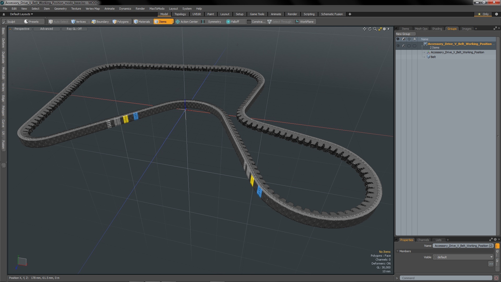 Accessory Drive V Belt Working Position 3D model