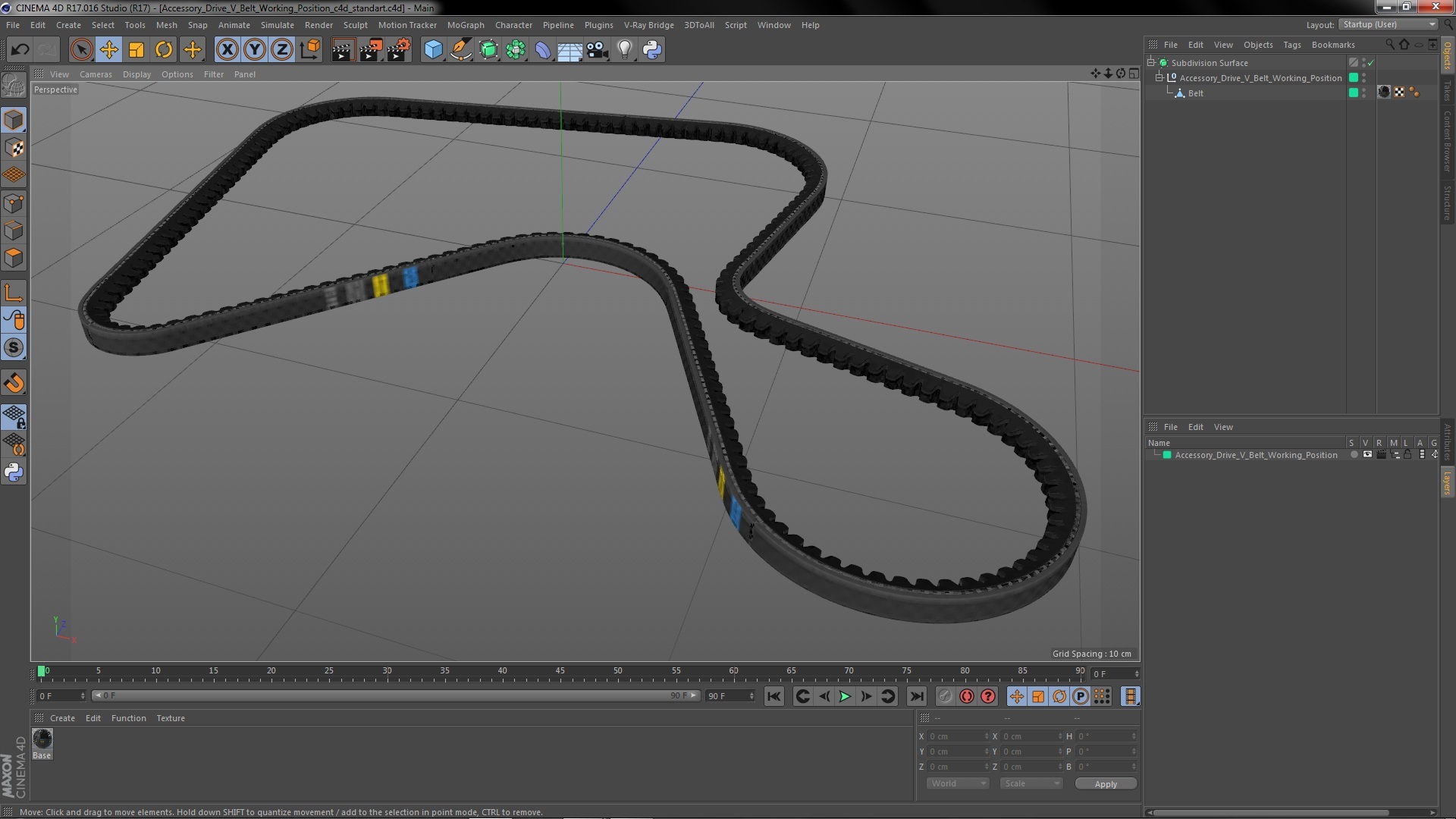 Accessory Drive V Belt Working Position 3D model