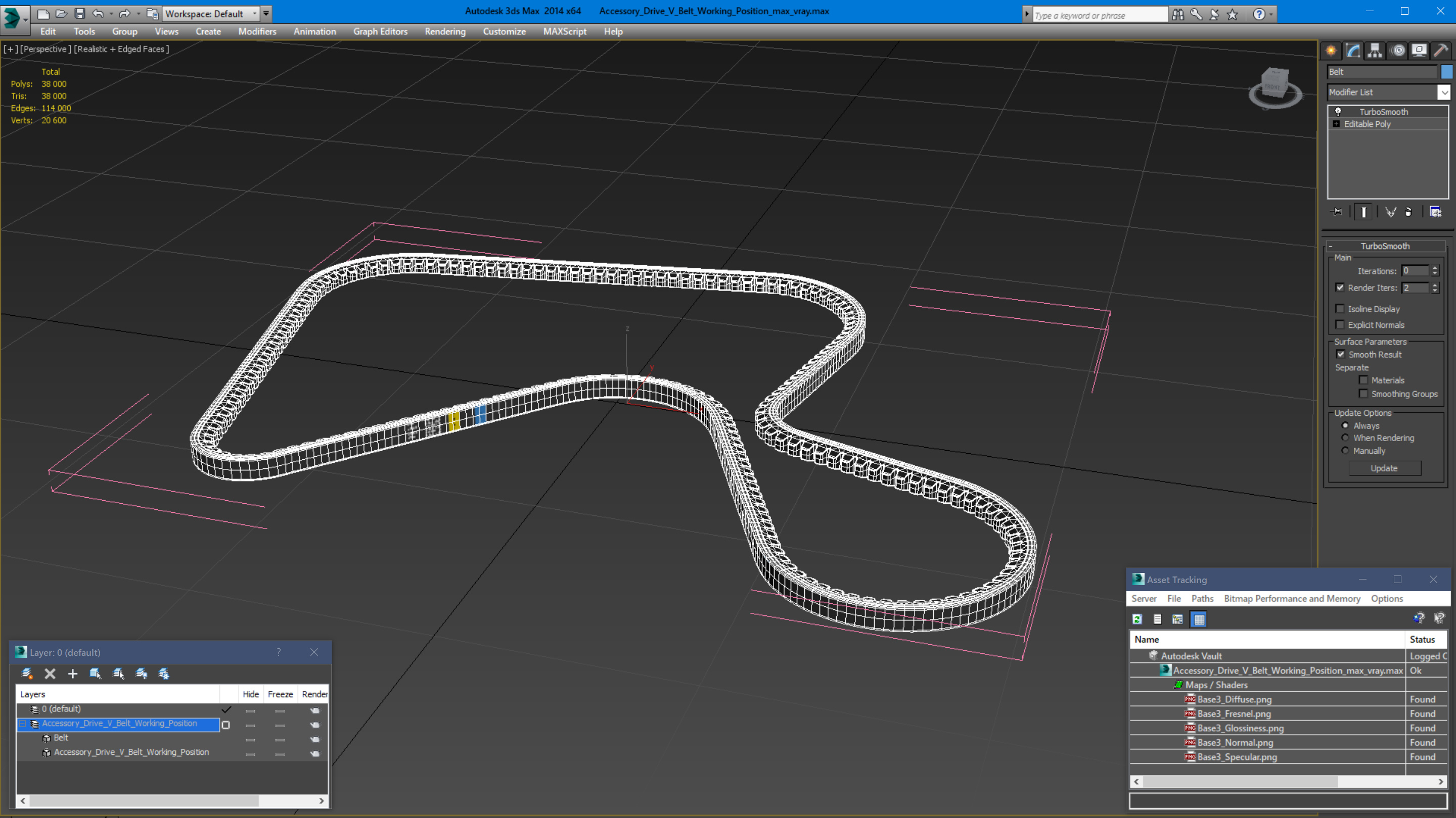 Accessory Drive V Belt Working Position 3D model