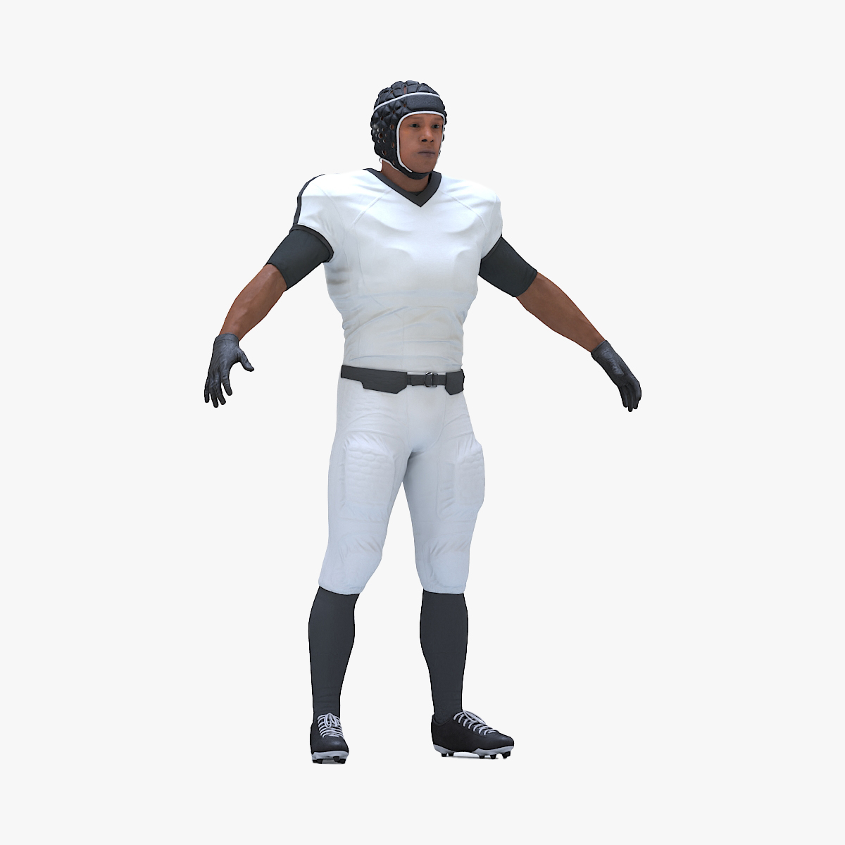 Uniform Black Man Football Player with Rugby Helmet Rigged for Maya 3D