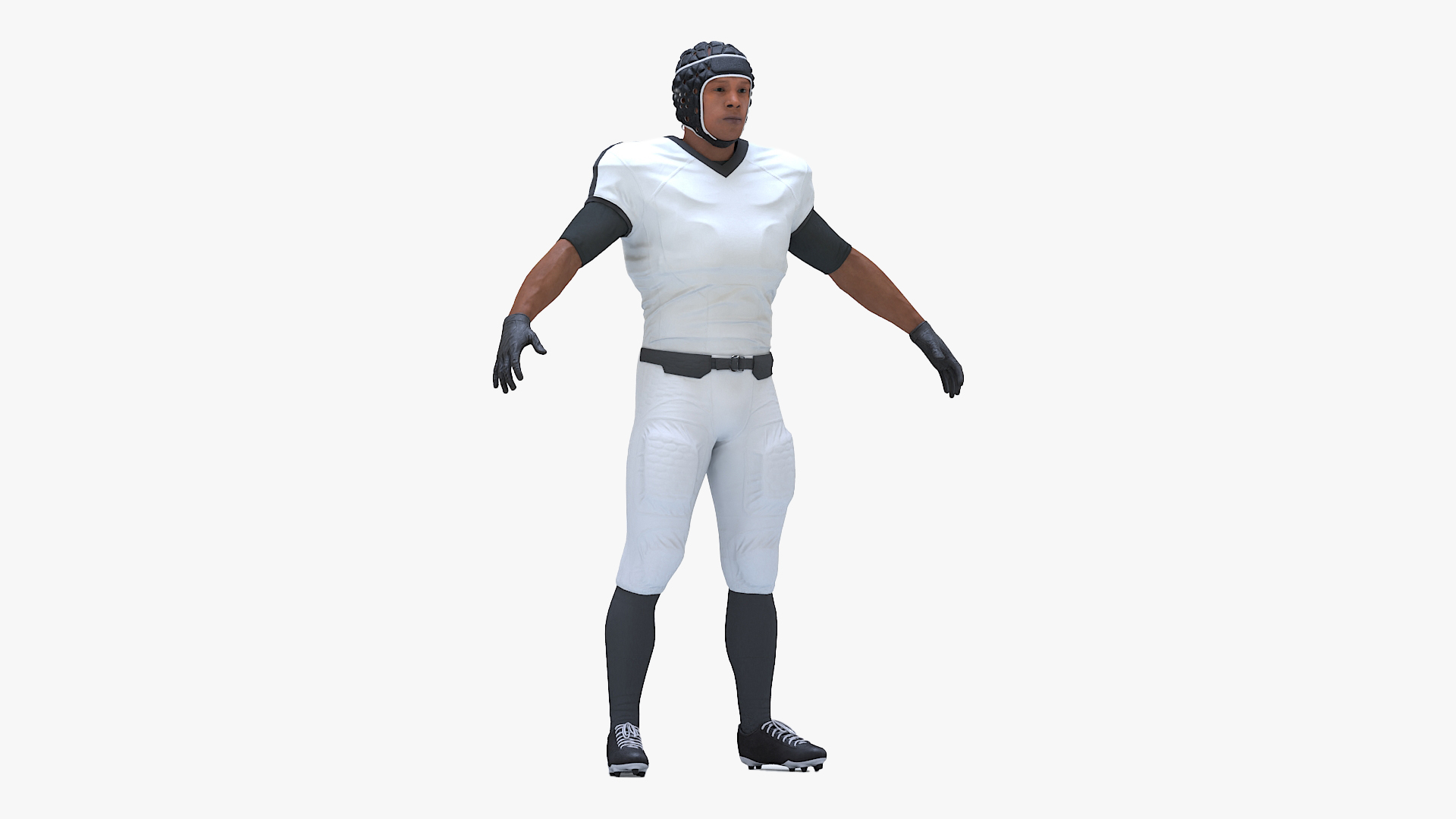 Uniform Black Man Football Player with Rugby Helmet Rigged for Maya 3D