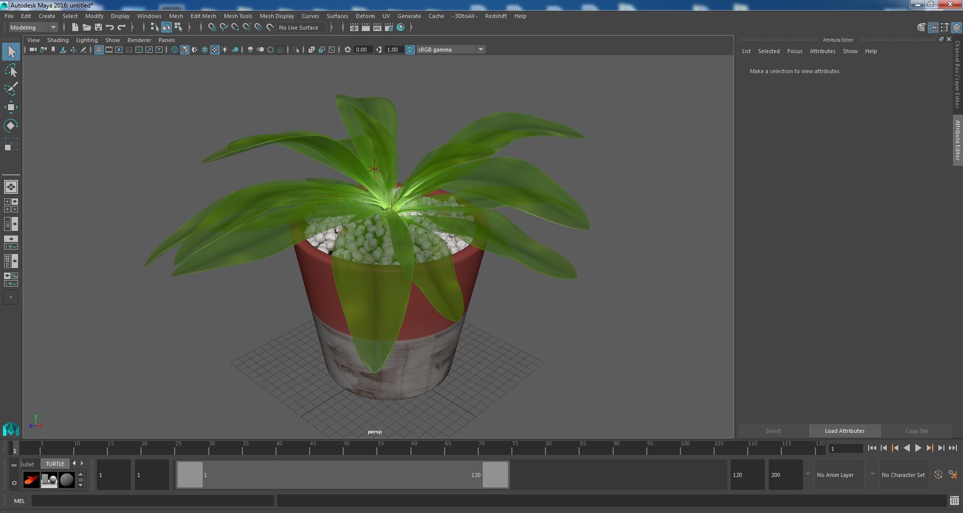 Red Ceramic Pot with Cordyline Glauca 3D