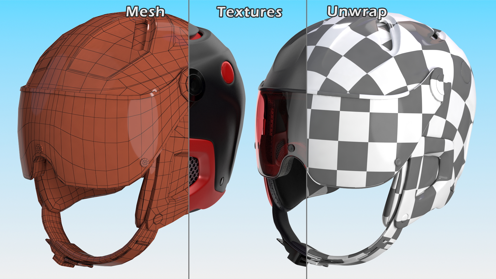 Ski Helmet with Integrated Goggles 3D model