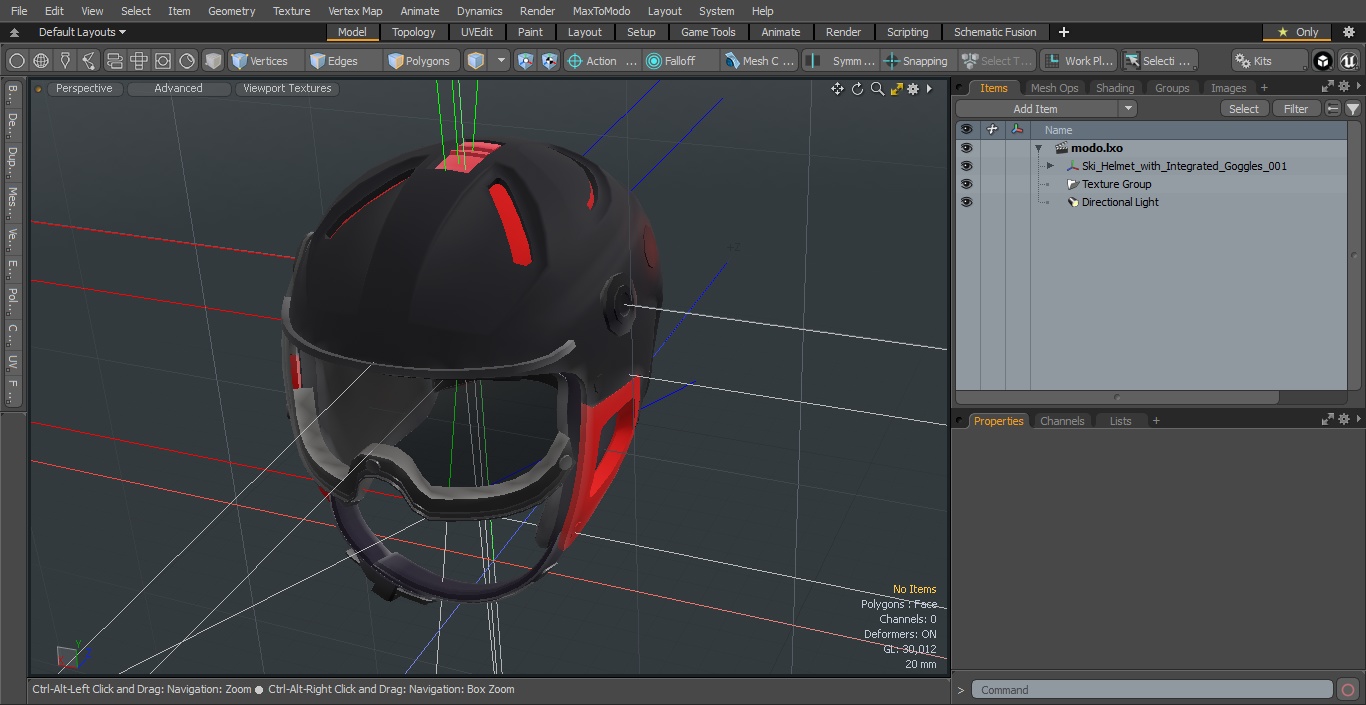 Ski Helmet with Integrated Goggles 3D model