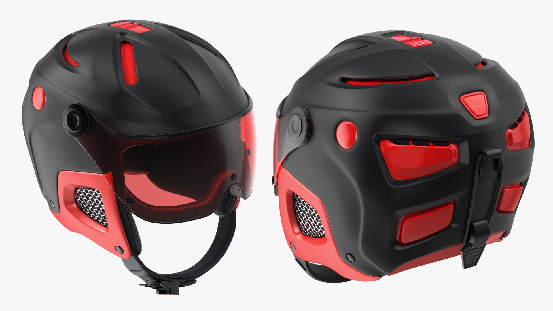 Ski Helmet with Integrated Goggles 3D model