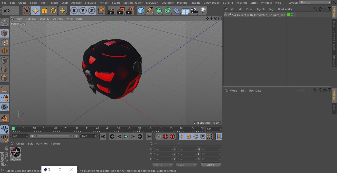 Ski Helmet with Integrated Goggles 3D model