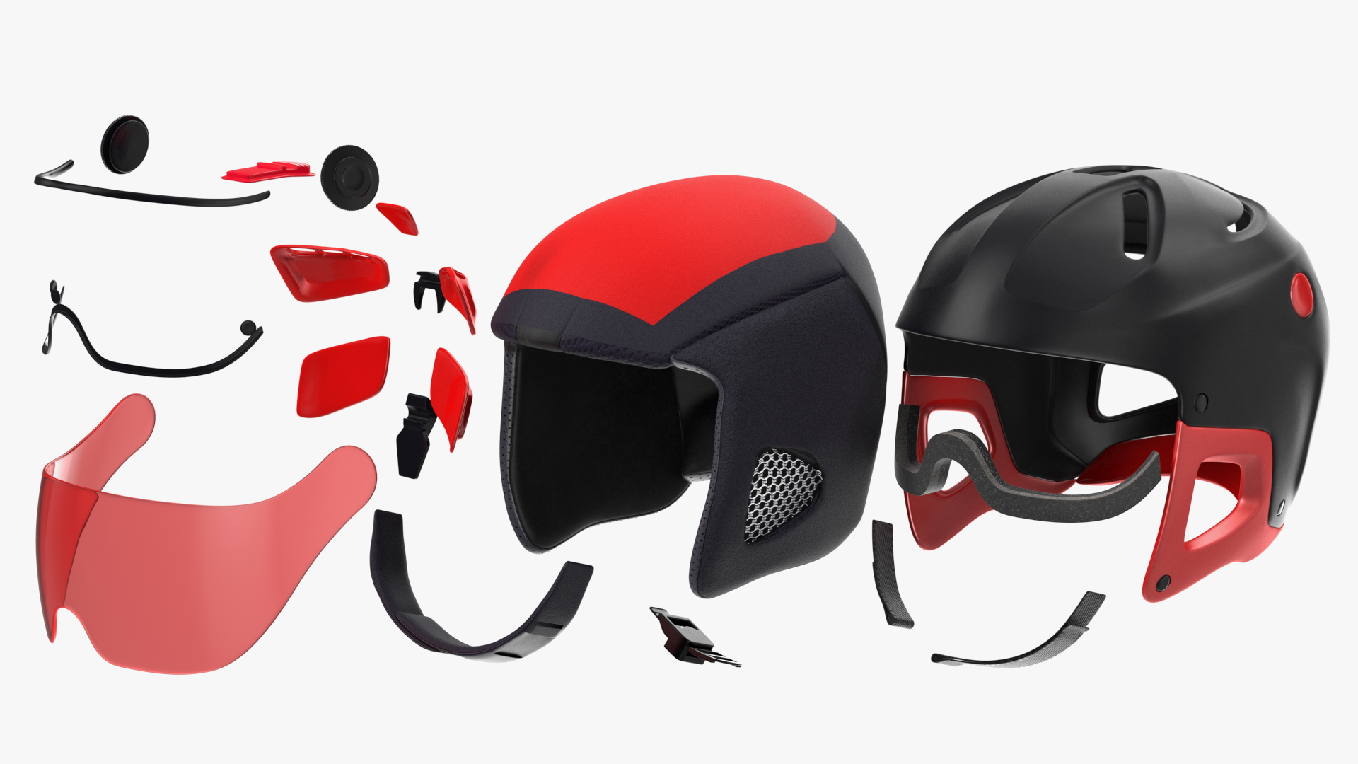 Ski Helmet with Integrated Goggles 3D model