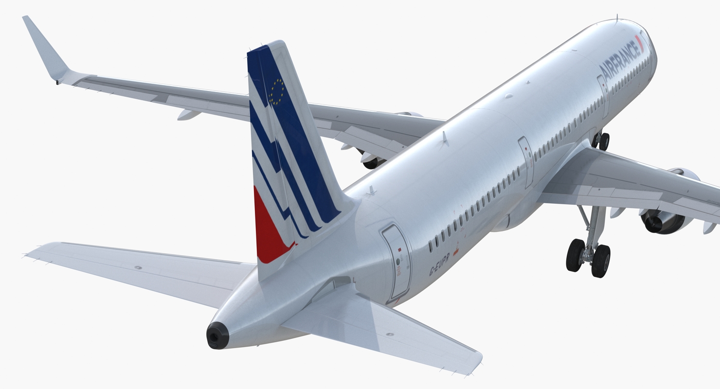 3D model Airbus A321 with Interior and Cockpit Air France Rigged