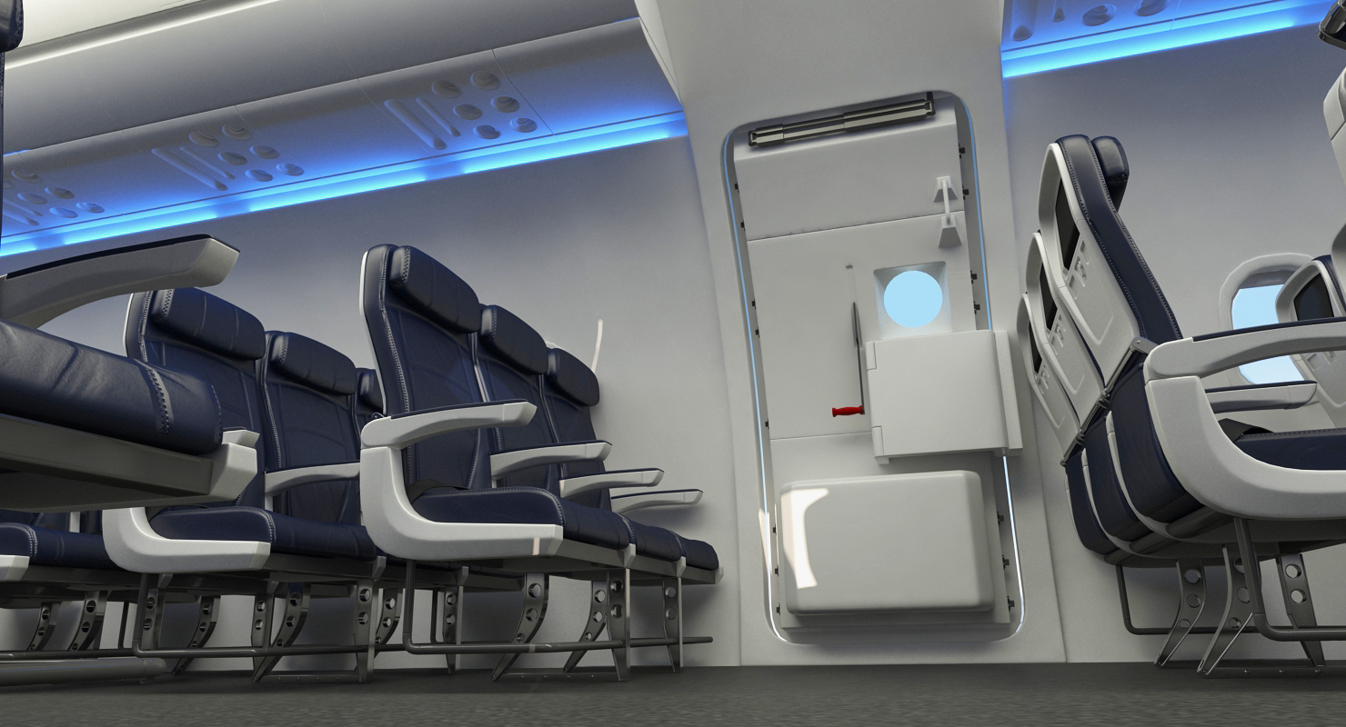 3D model Airbus A321 with Interior and Cockpit Air France Rigged