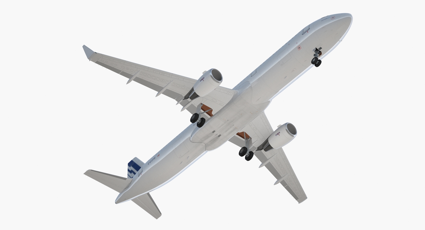 3D model Airbus A321 with Interior and Cockpit Air France Rigged