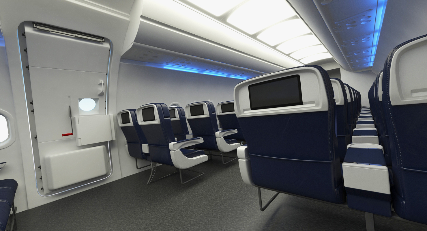 3D model Airbus A321 with Interior and Cockpit Air France Rigged