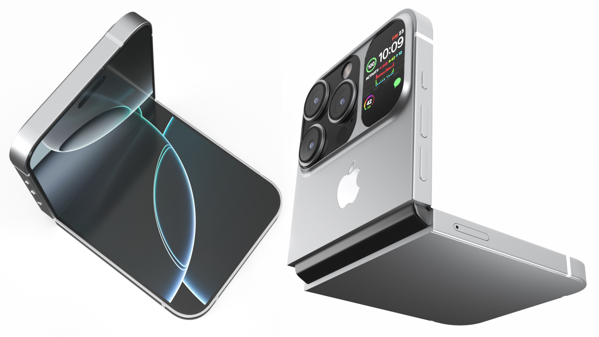 3D iPhone Flip Bent Pure Silver model