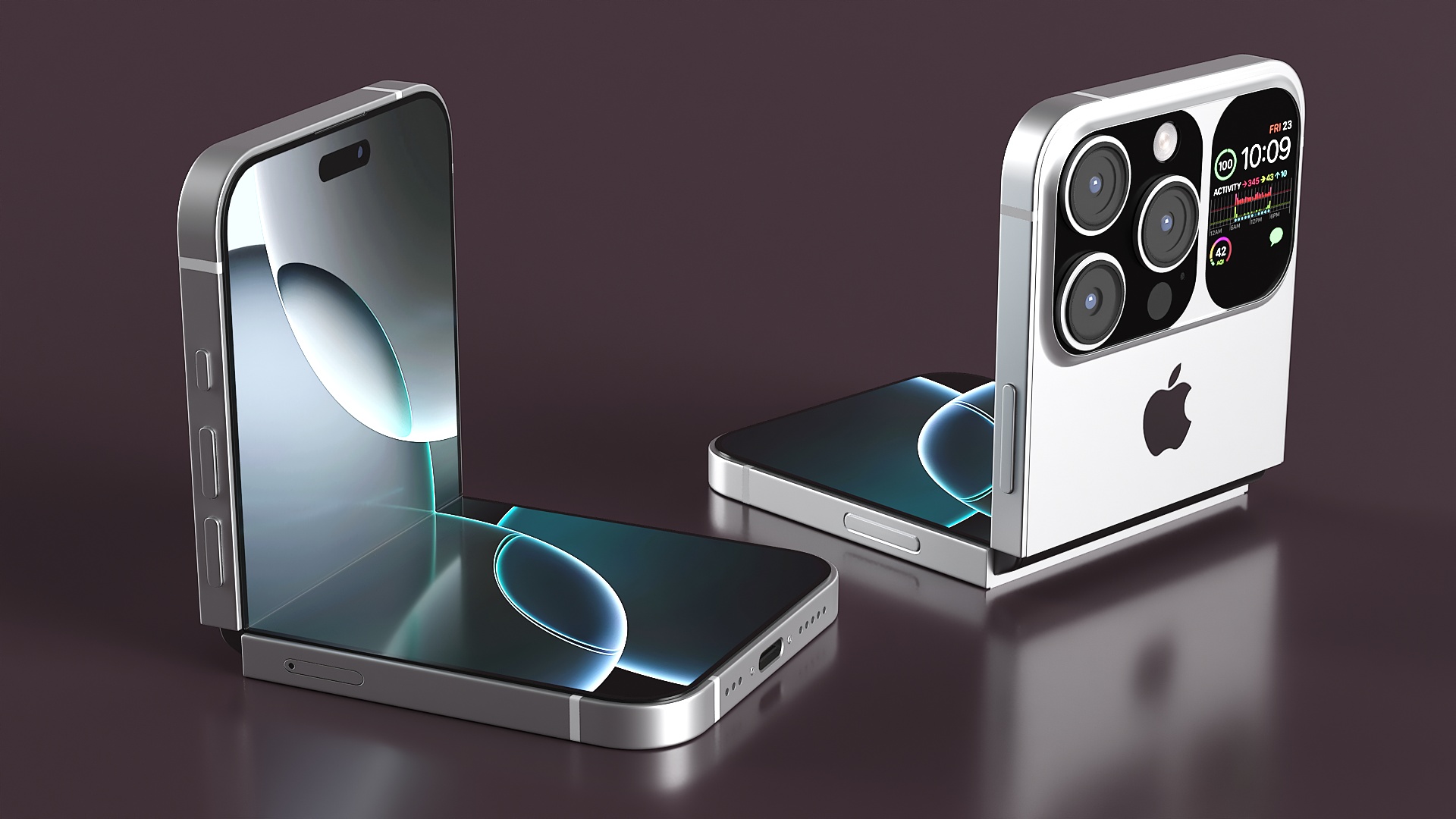 3D iPhone Flip Bent Pure Silver model