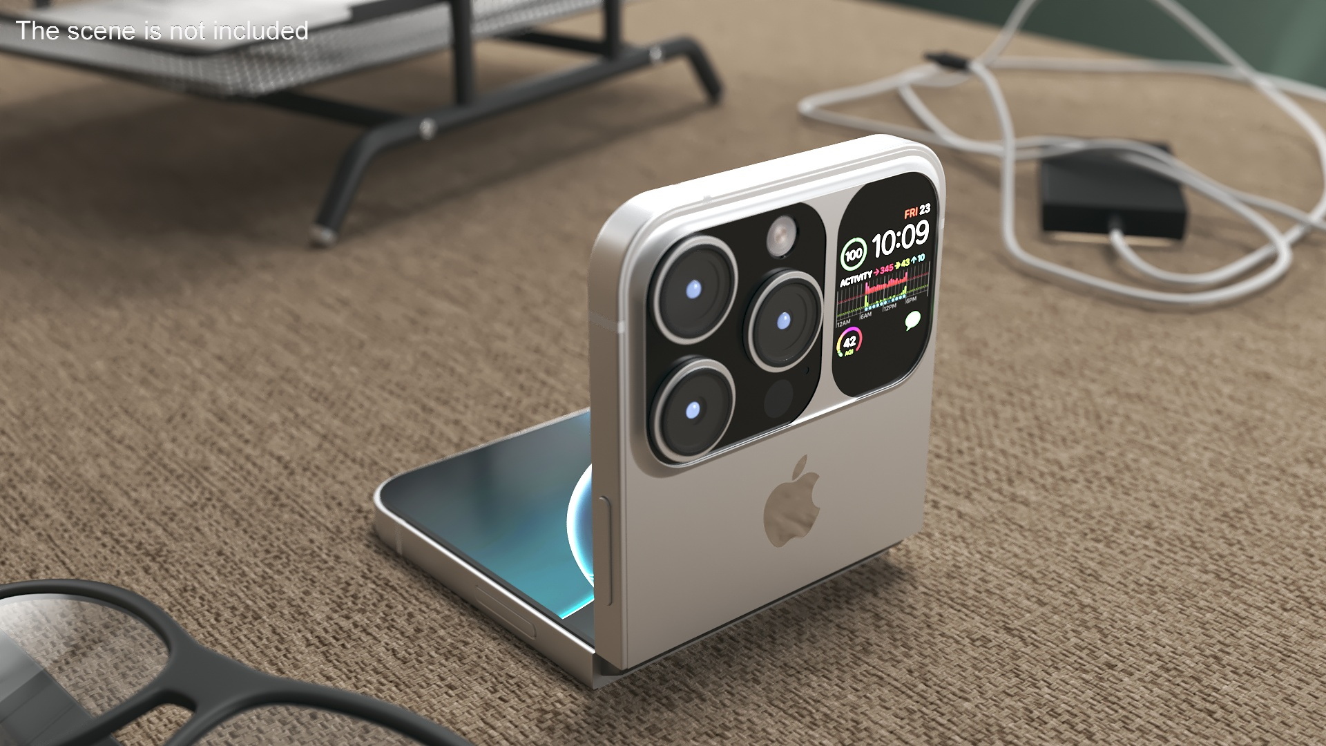 3D iPhone Flip Bent Pure Silver model