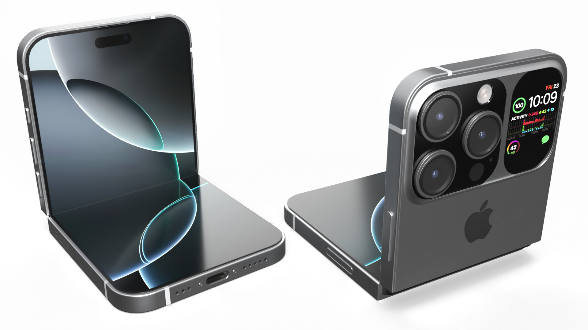 3D iPhone Flip Bent Pure Silver model
