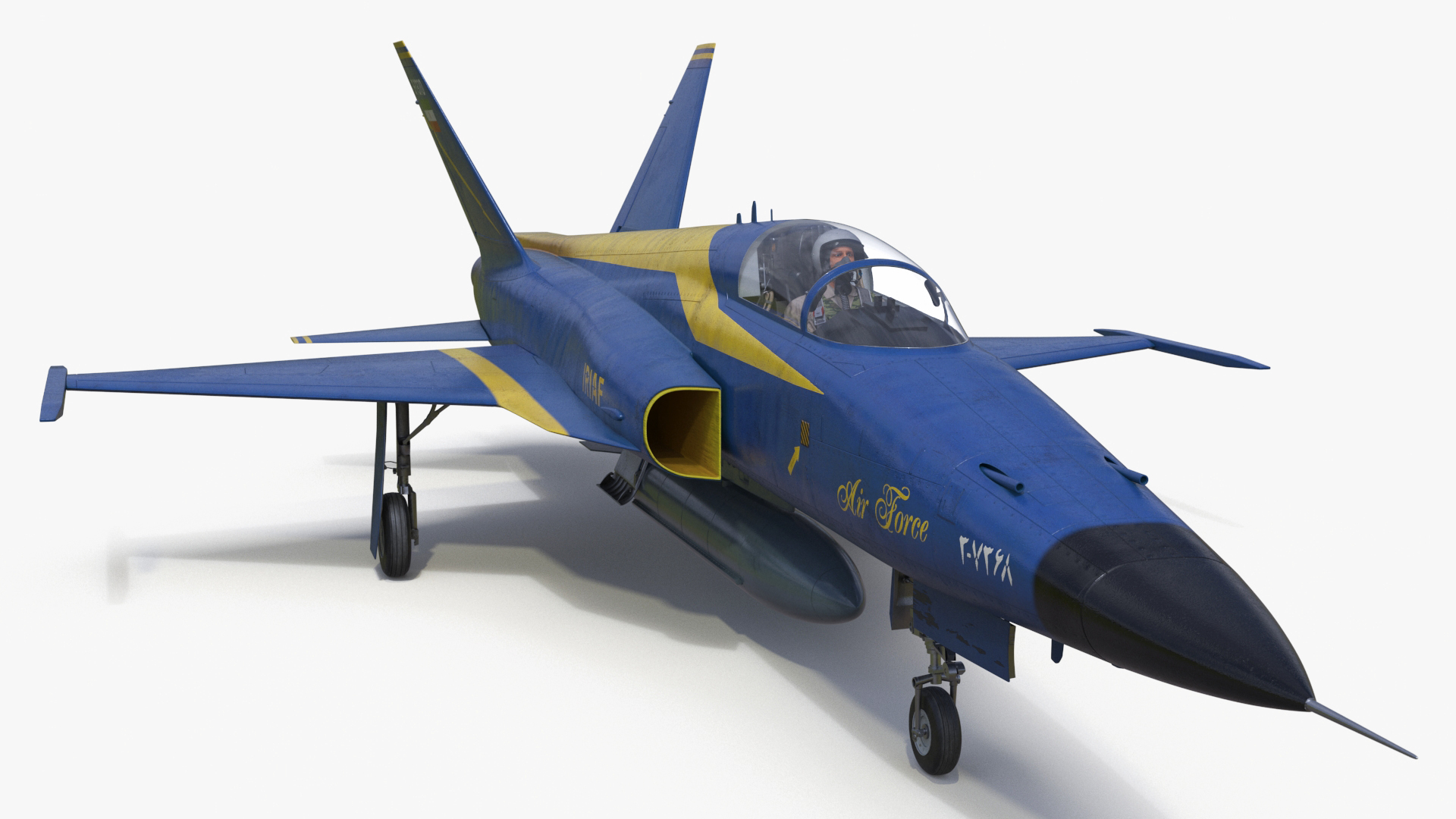3D model Fighter Jet HESA Saeqeh Blue Color with Pilot
