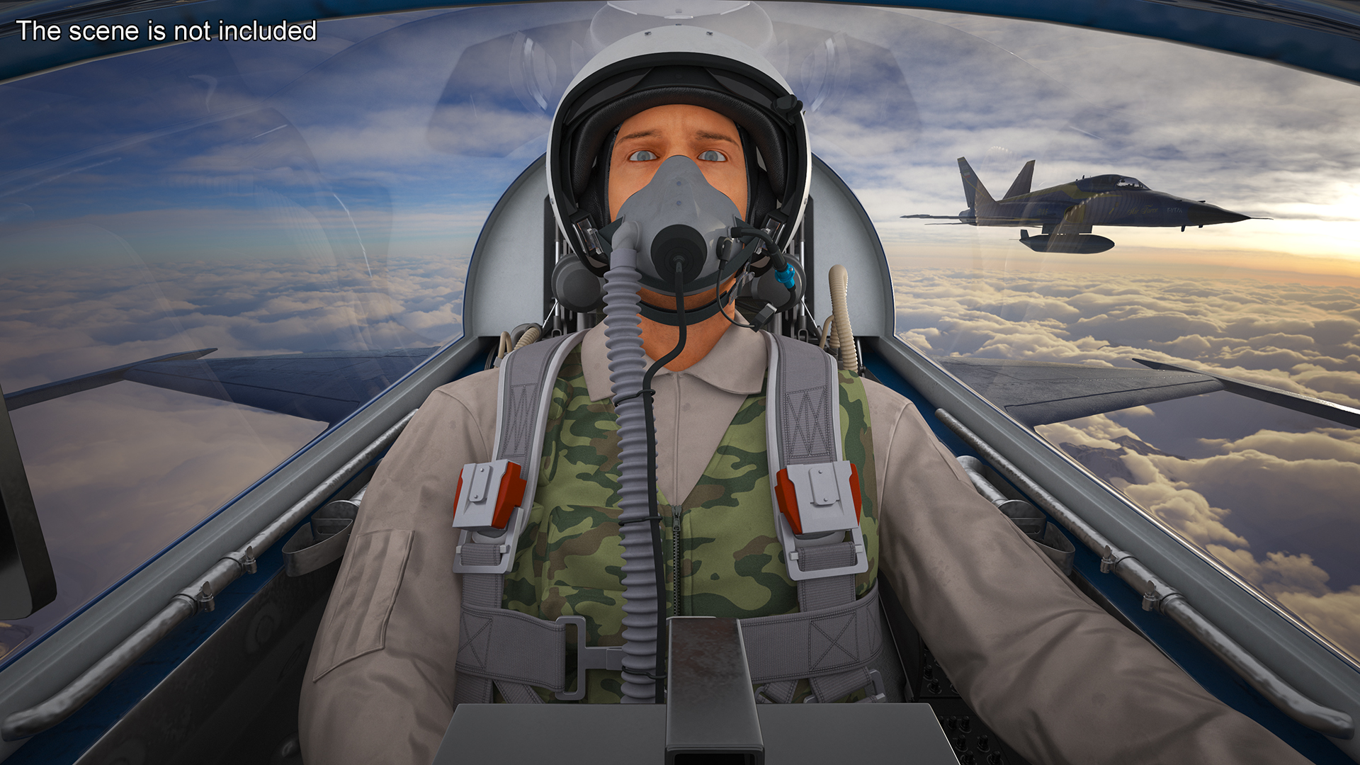 3D model Fighter Jet HESA Saeqeh Blue Color with Pilot