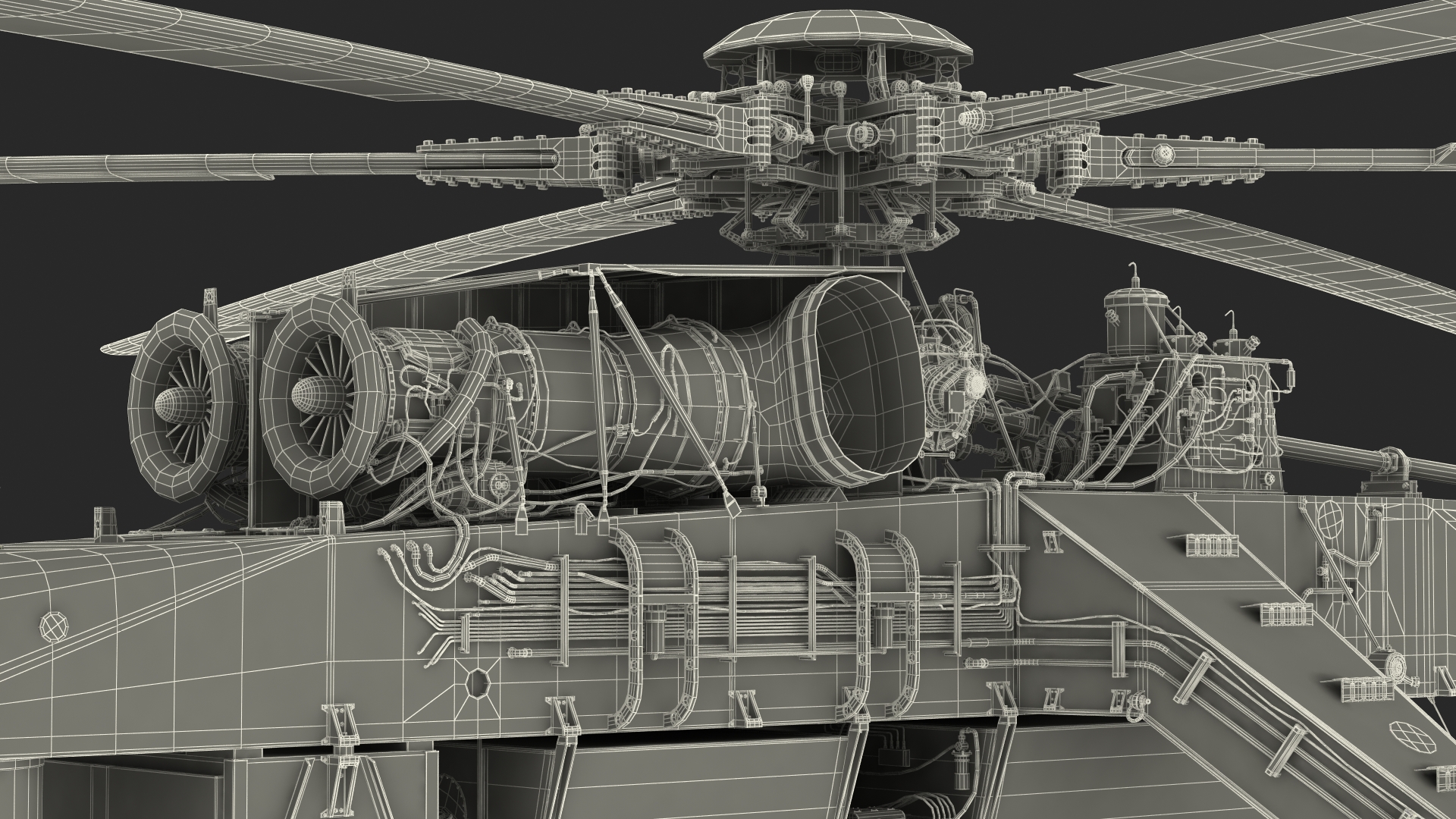 3D Sikorsky S-64 Skycrane Firefighting Helicopter