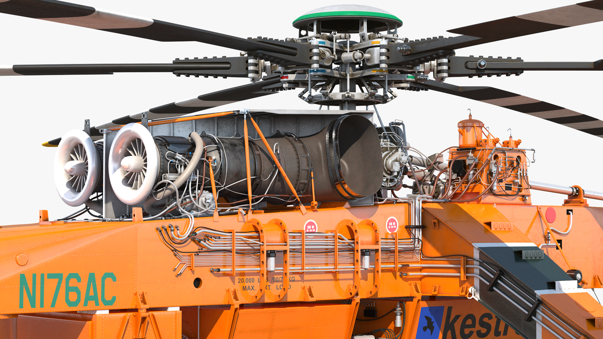 3D Sikorsky S-64 Skycrane Firefighting Helicopter
