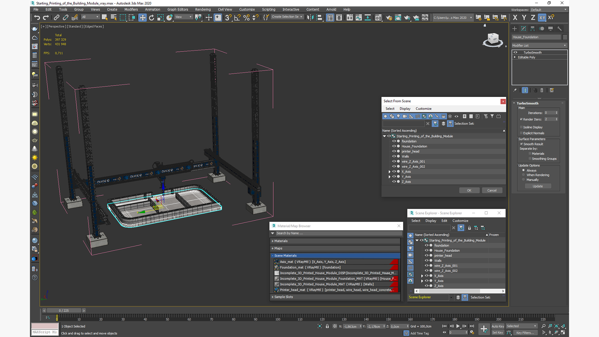 3D model Starting Printing of the Building Module