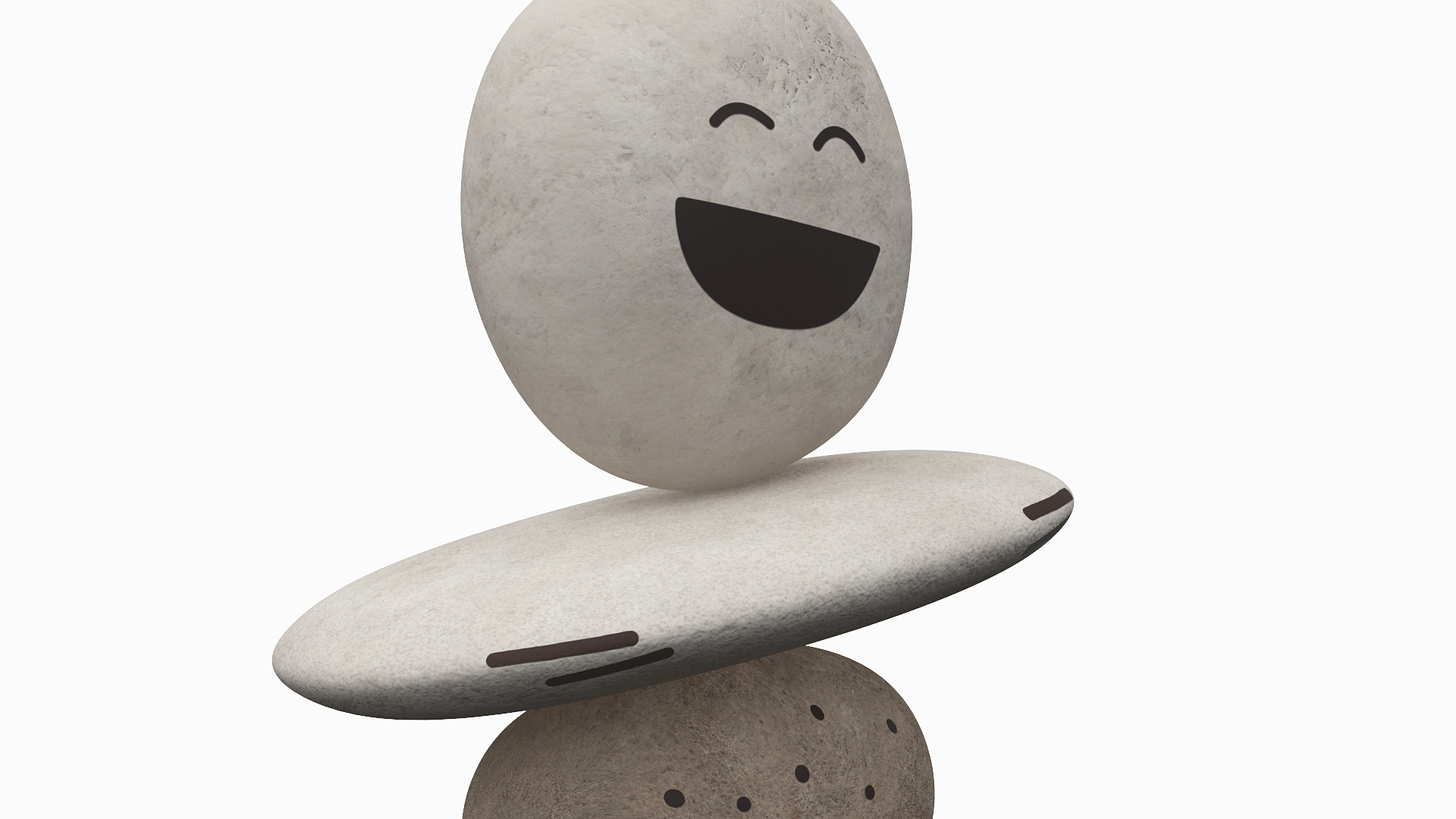Stack Pebbles with Happy Face 3D model
