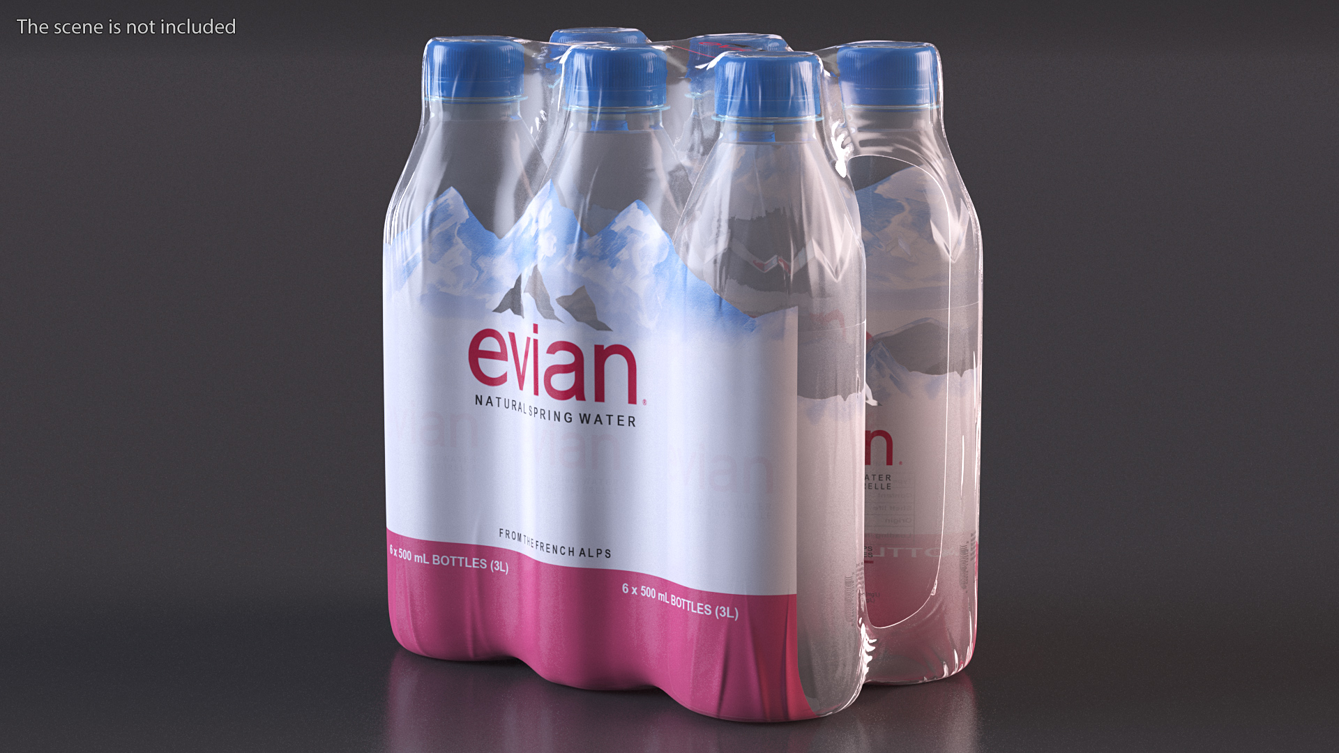 Evian Mineral Water 500ml 6 Bottle Pack 3D model