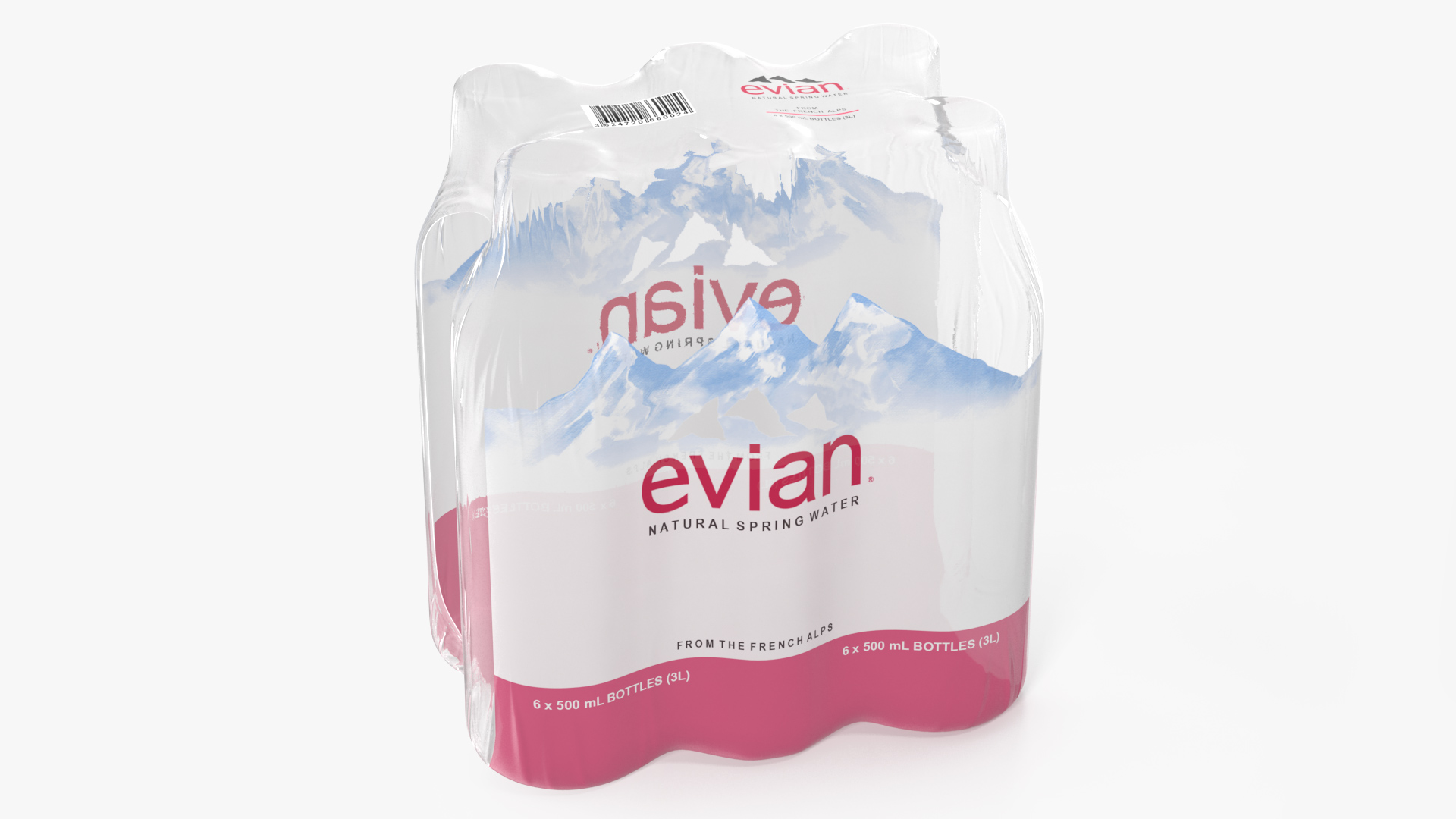 Evian Mineral Water 500ml 6 Bottle Pack 3D model