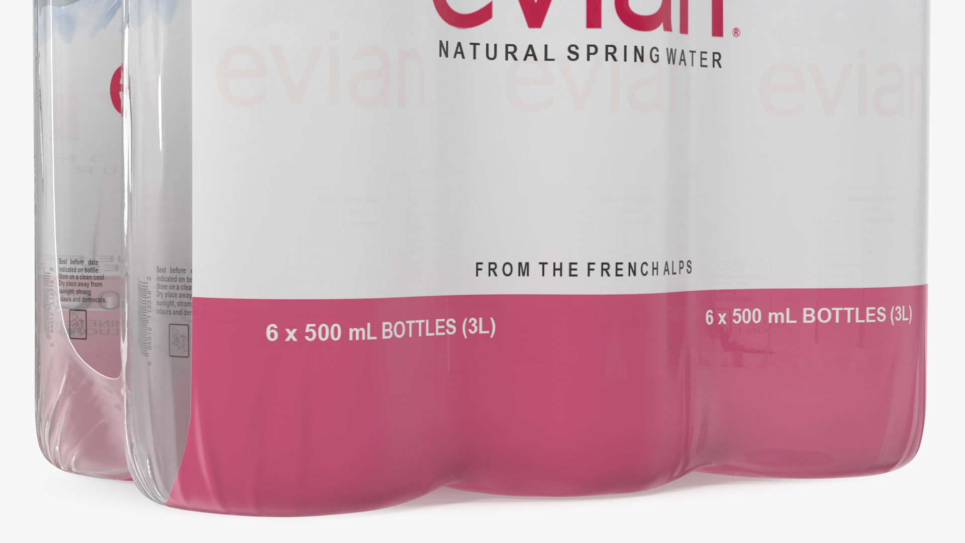 Evian Mineral Water 500ml 6 Bottle Pack 3D model