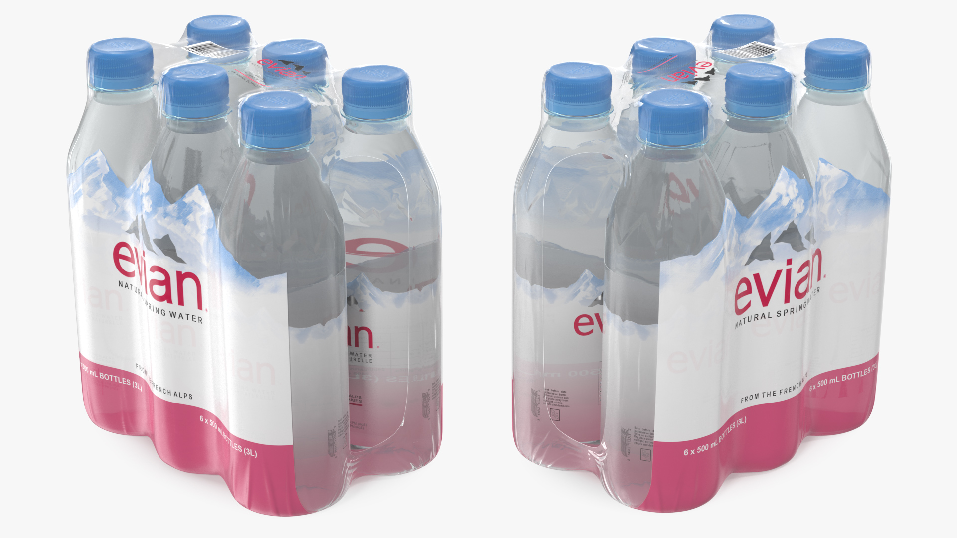 Evian Mineral Water 500ml 6 Bottle Pack 3D model