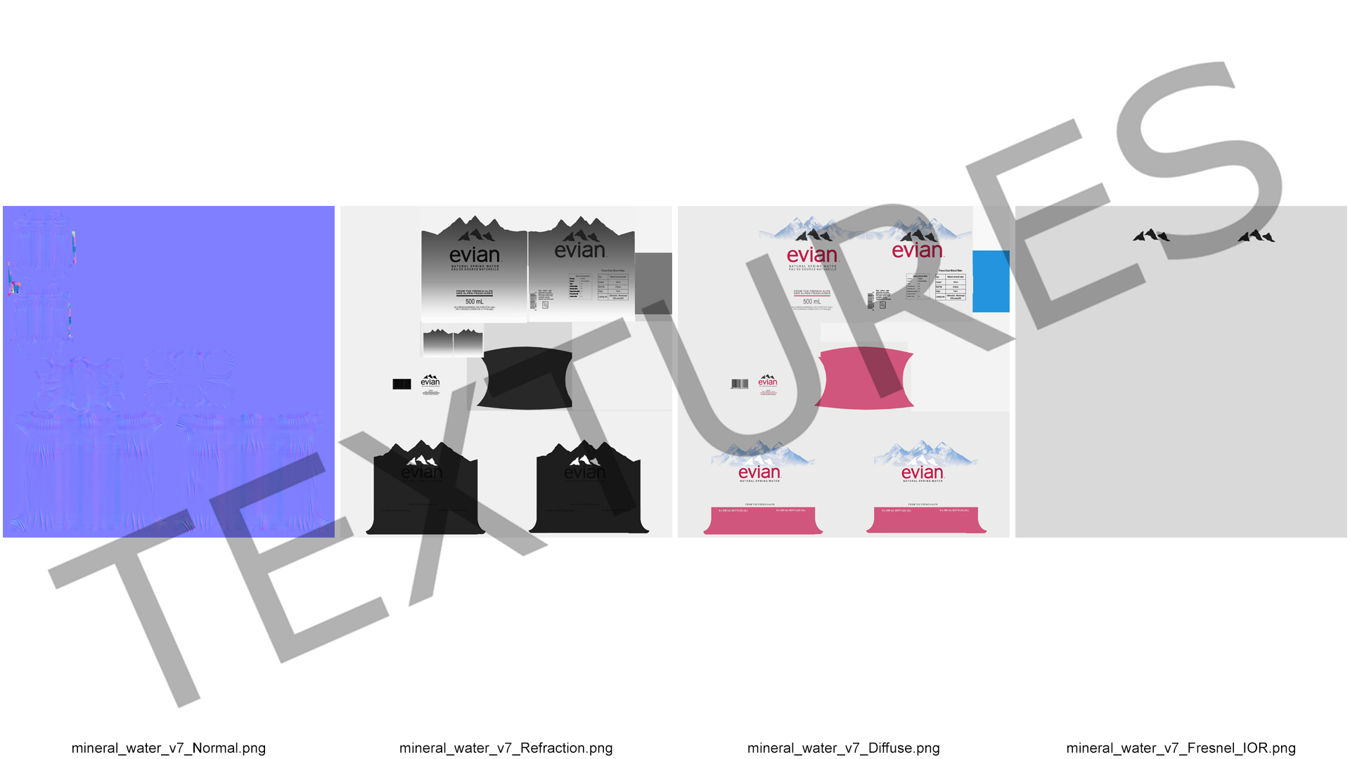 Evian Mineral Water 500ml 6 Bottle Pack 3D model