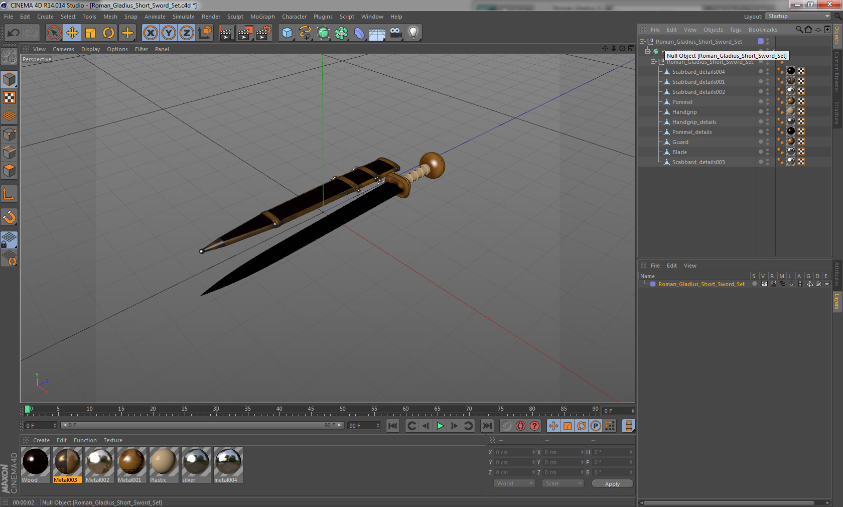 Roman Gladius Short Sword Set 3D model